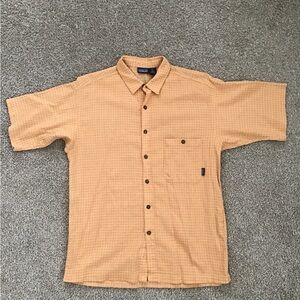 Vintage Patagonia Shirt Mens Size Medium Orange Plaid Short Sleeve Button Up